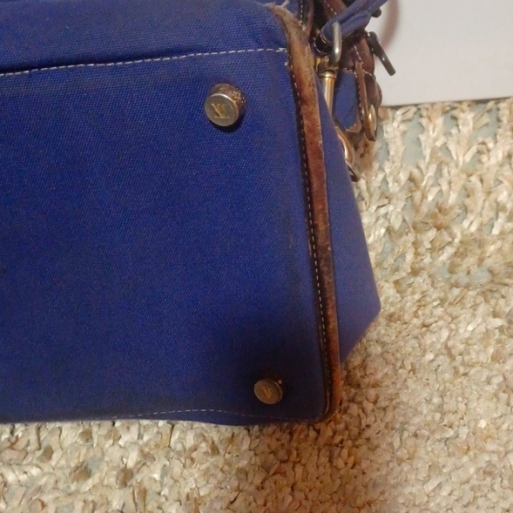 T Anthony Vintage Blueish Purple Canvas And Leather Travel Bag - Picture 9 of 12